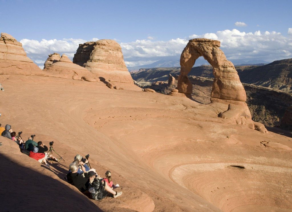 Photographers setup to photograph the famour Delicate Arch