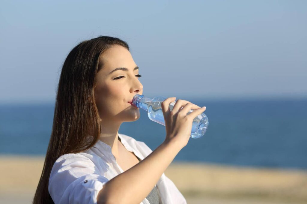 Drinking bottled water