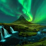 Northern lights appear over Mount Kirkjufell