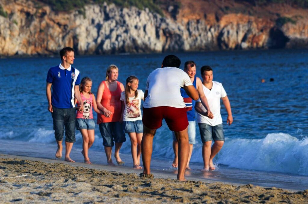 Tourist family with children