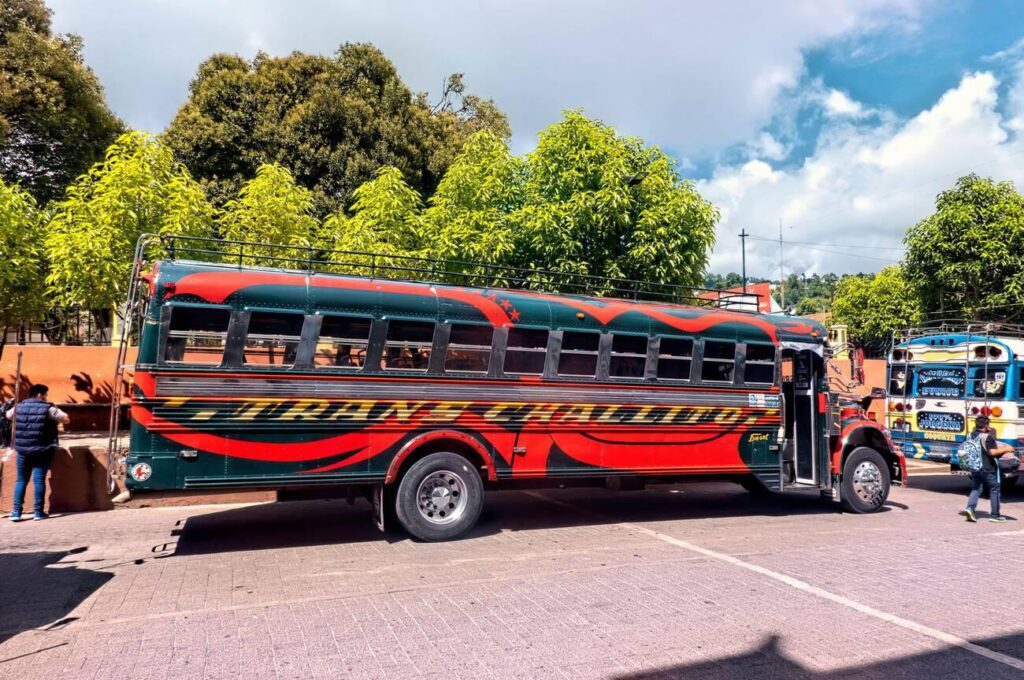 Traditional chicken bus, Antigua, Guatemala