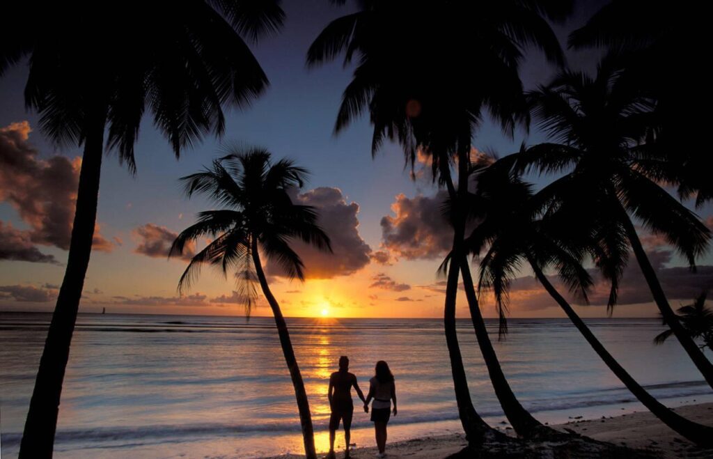 couple on beach at Sunset